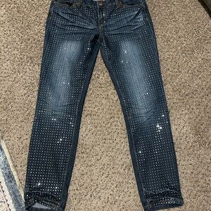 1st Kiss Women's Blue Sequin Jeans